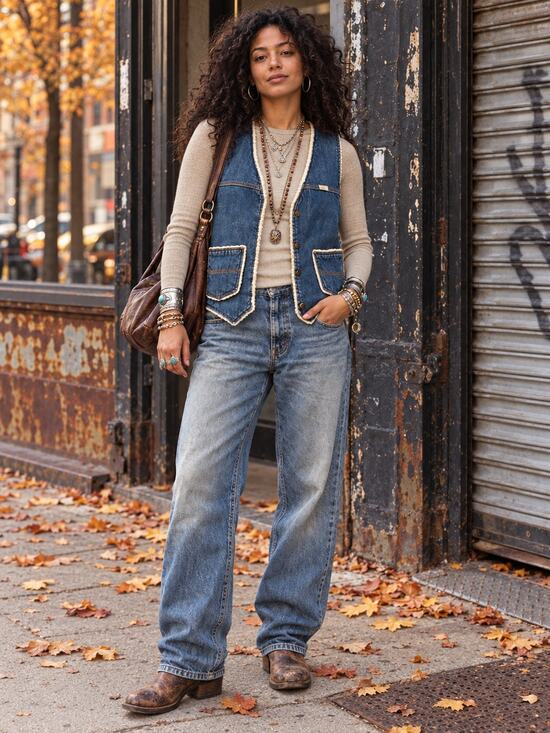 Sedgefield Jackets & Blazers - Do Nothing by Sedgefield Vintage Sherpa Lined Denim Vest Western Workwear Small